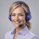 The EazyAgent AI receptionist persona: a smiling receptionist wearing a headset